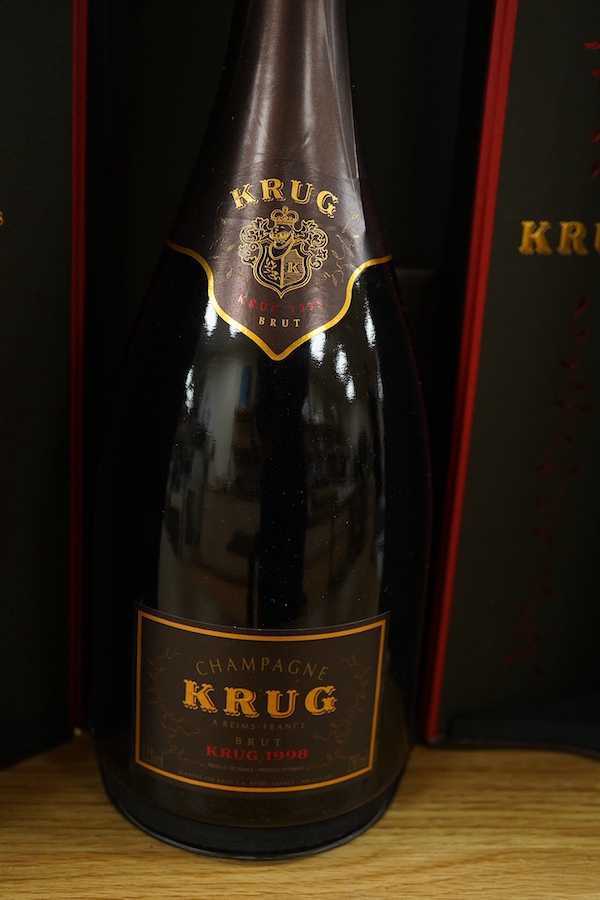 One bottle of 1998 Krug vintage Champagne, in presentation case. Condition - good, storage history unknown